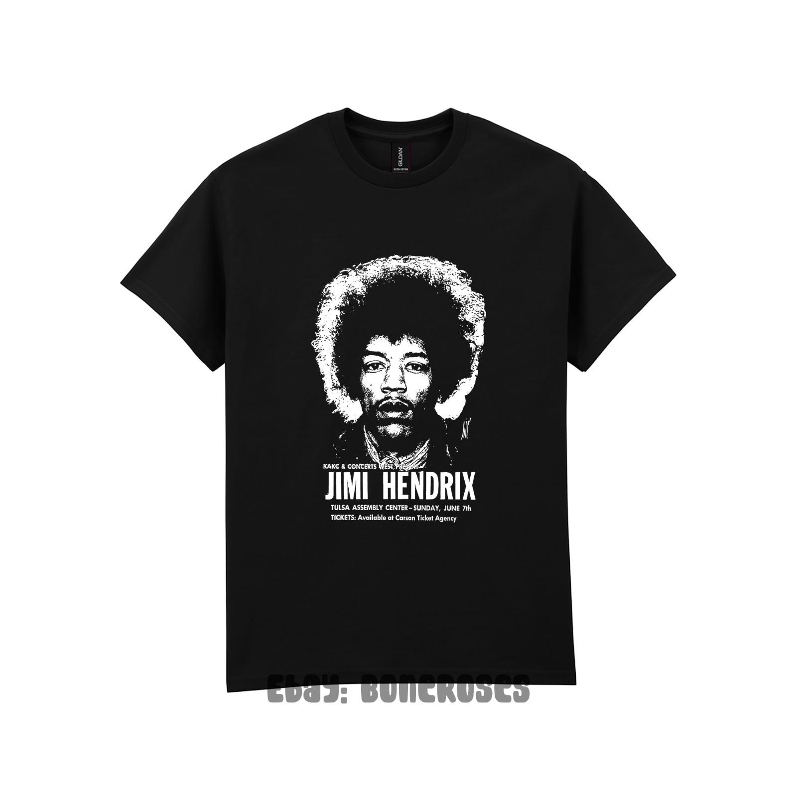 Jimi Hendrix Tulsa Assembly Center 1970 - Black T-Shirt, Rock, Psychedelia Unisex T-Shirt XXXXL