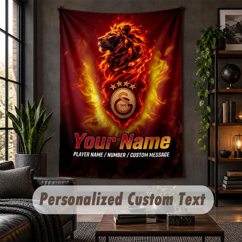 Arazzo da Parete Stampa Galatasaray FC Testo Nome Personalizzato Appeso a Parete Decorazione per la Casa