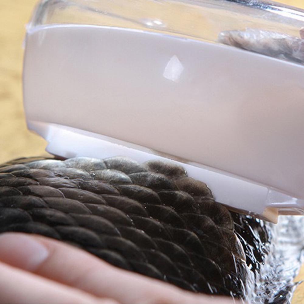 1pc Fish Scale Scraper With Lid Kitchen Household Plastic Fish Scale Scraper Manual Descaling Brushing Tool for Cleaning Fish