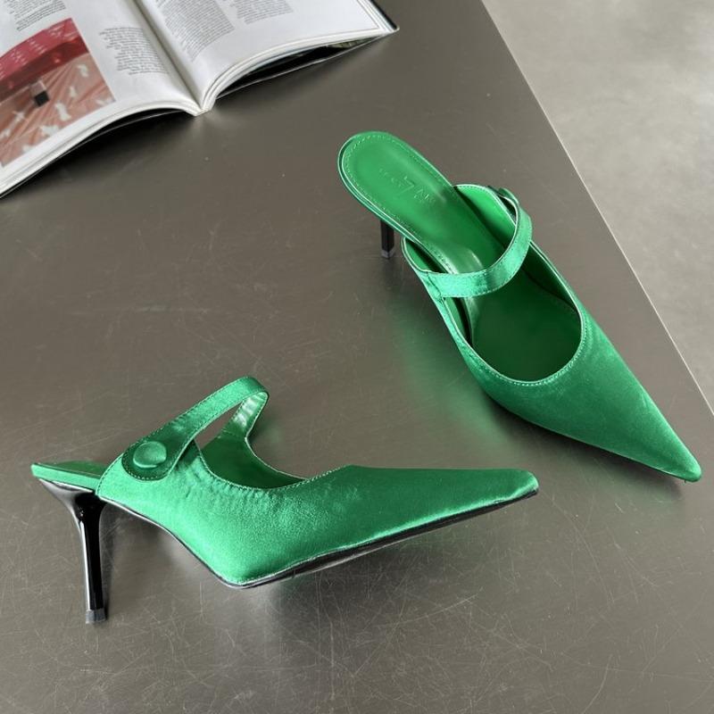 

Fashion Women High Heels Sandals 2024 New Summer Fashion Sandals Pointed Toe Thin Heels Slip on Sandals Sexy Party Pumps Shoes for Women 35