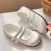 Retro ugly cute flat-soled single shoes women's autumn new niche versatile Velcro one-word buckle Mary Jane shoes