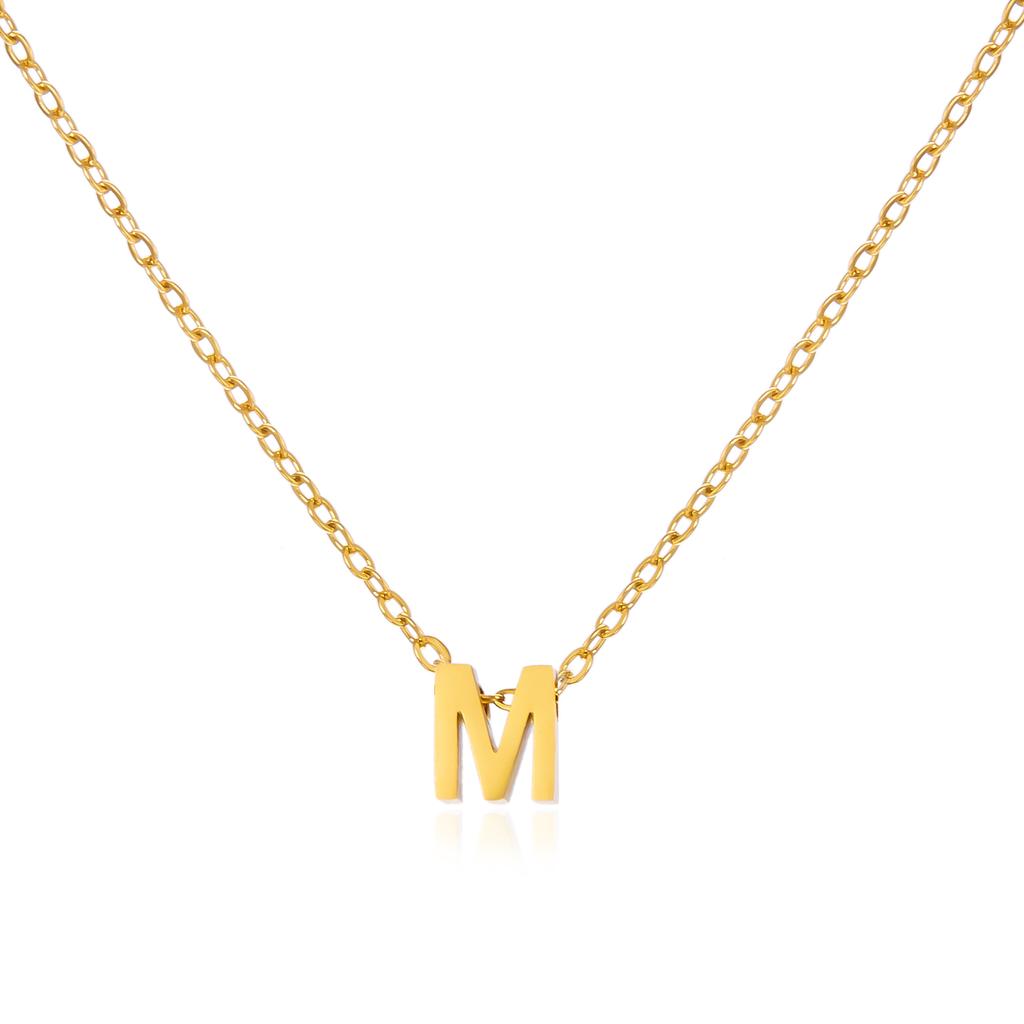 Simple Stainless Steel A-Z Initial Letter Necklaces for Women 26 Alphabet Pendant Clavicle Chain Choker Birthday Party Jewelry