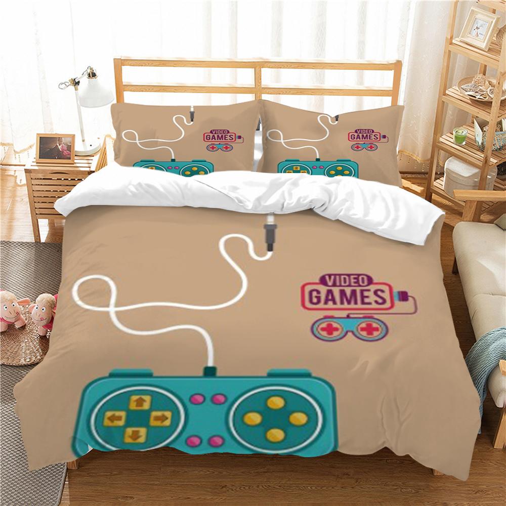 Copriletto Stampa a Tema Gamepad 3D Casa Biancheria da Letto Copripiumino Tessili Poliestere Confortevole Biancheria da Letto per la Casa