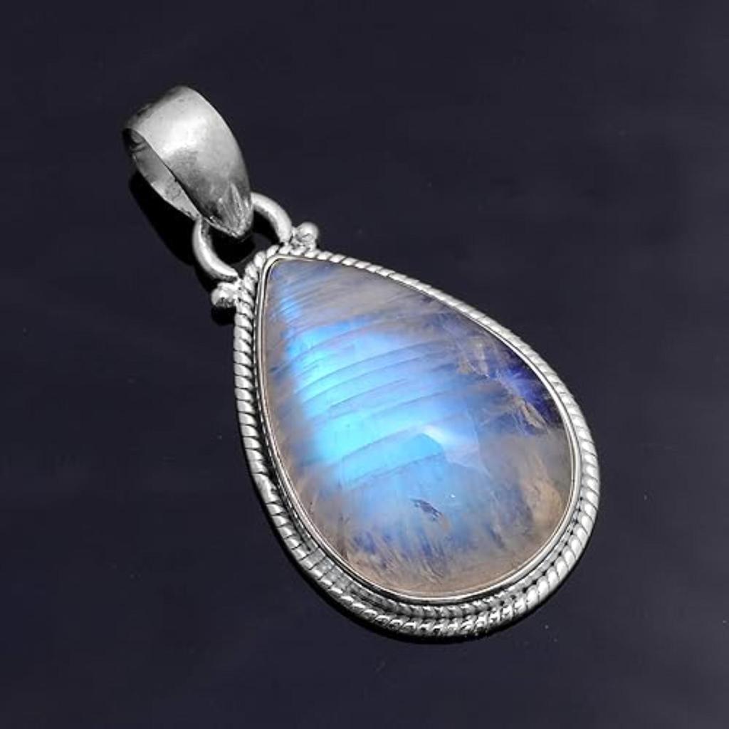 Rainbow Moonstone Gemstone Handmade Designer Pendant, 925 Sterling Silver, Healing pendant, Silver Jewelry