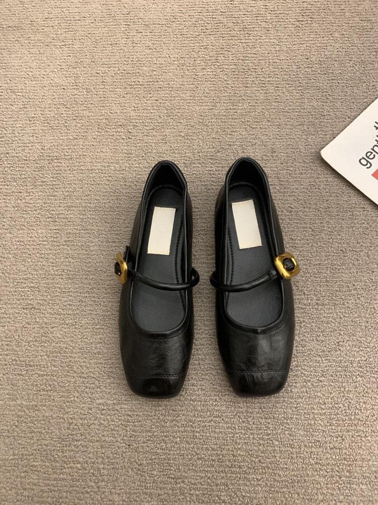 Versatile one-word strap single shoes silver women's shoes retro Mary Jane shoes flats small leather shoes
