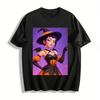 Halloween Pumpkin Witch Print Casual Top Festival Vibe Loose Comfortable Versatile Long Sleeve T-Shirt Pure Cotton T-shirt