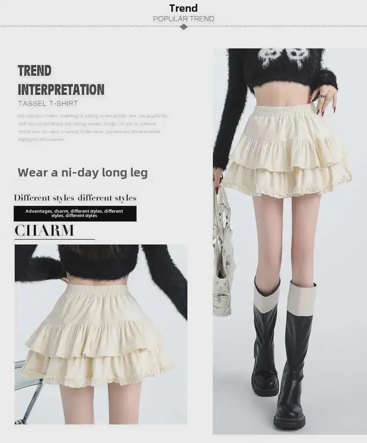 Fustă A-line pufoasă din catifea în stil balerină cu talie înaltă subțire și tiv cu volane pentru femei