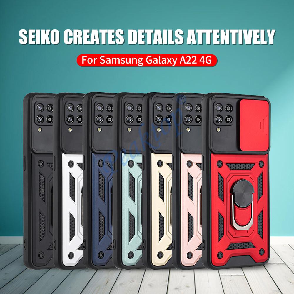 For Samsung Galaxy A22 4G Case Push Window Armor Cover A 22 22A 2021 SM-A225F 6.4" Car Magnetic Holder Camera Protection Fundas