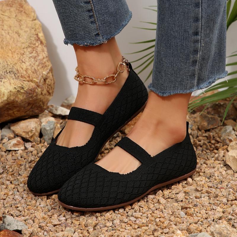 Fashion 2024Autumn New Womens Fashion Round Toe Flat Womens Shoes Solid Color Mesh Shallow Mouth Slip-On Women Shoes Large Size