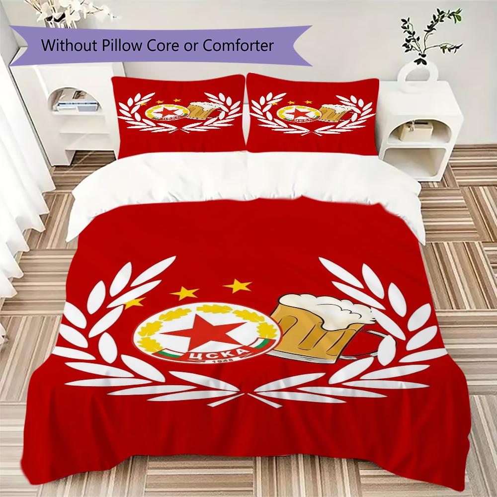 PFC CSKA Sofia Pattern Bedding uilt Set uilt Cover Pillowcase Home Decoration Birthday Gift (1 * duvet cover + 2 * pillowcase without core)