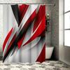 Modern Red Black Shower Curtain With Abstract Design Perfect For Bathtub Decor!