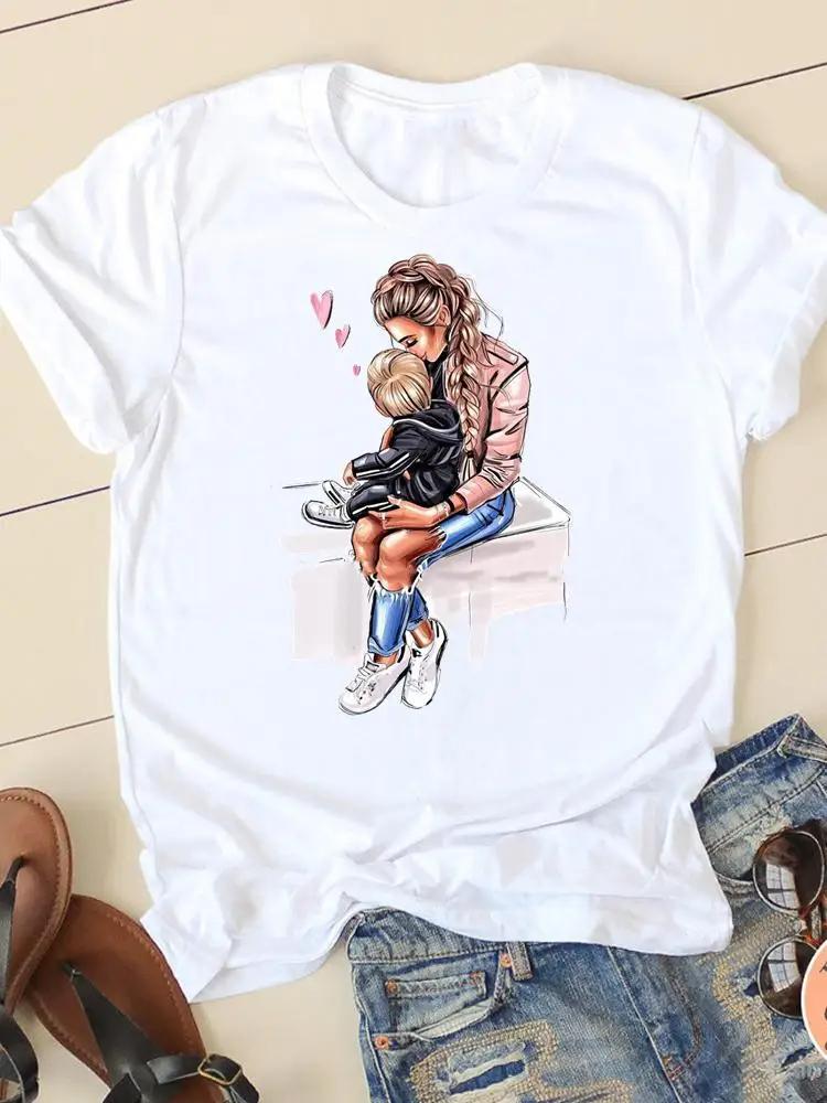 Summer Tshirts Clothing Short Sleeve Tee Clothes Fashion Sweet Love Mom Casual Ladies Print Women Female Oversized Graphic Tee