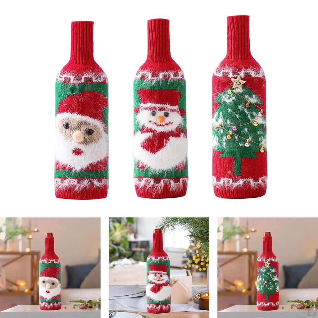 Weihnachts-Flaschenüberzug, Tasche, Handgestrickte Pullovertasche