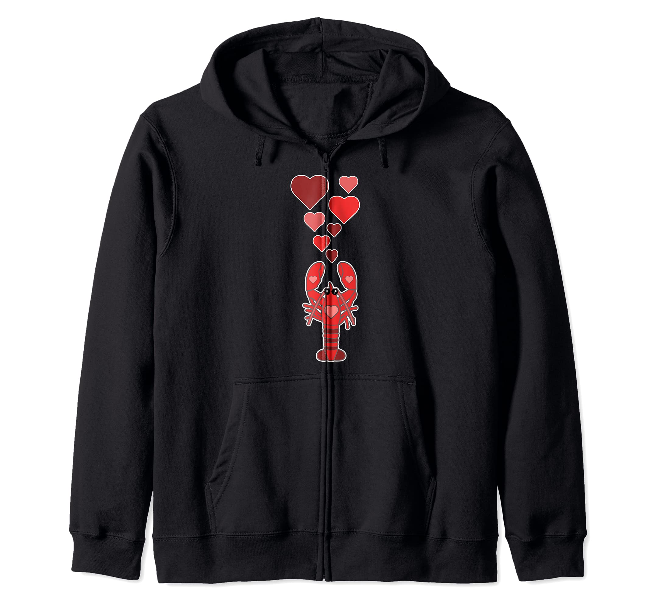 

Cute Lobster With Hearts Hearts Cute Lobster Zip Hoodie - чорний