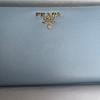 Used PRADA Saffiano Leather Long Wallet Light Blue
