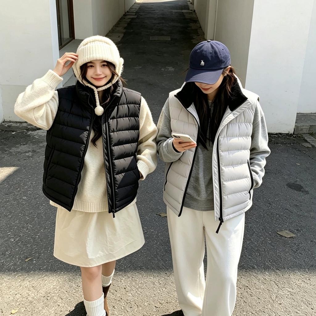 Rib cotton vest women's short new autumn and winter loose small warm vest vest jacket