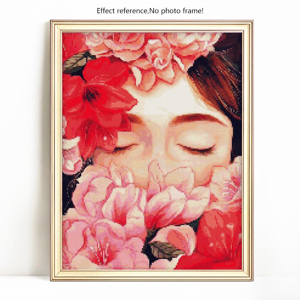 Diamond Painting Embroidery Full Display Girl Flowers Picture of Rhinestones Home Decoration