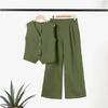 Women's Casual Summer Linen Two-Piece Sleeveless Top High Waist Trousers Beach Vacation Set