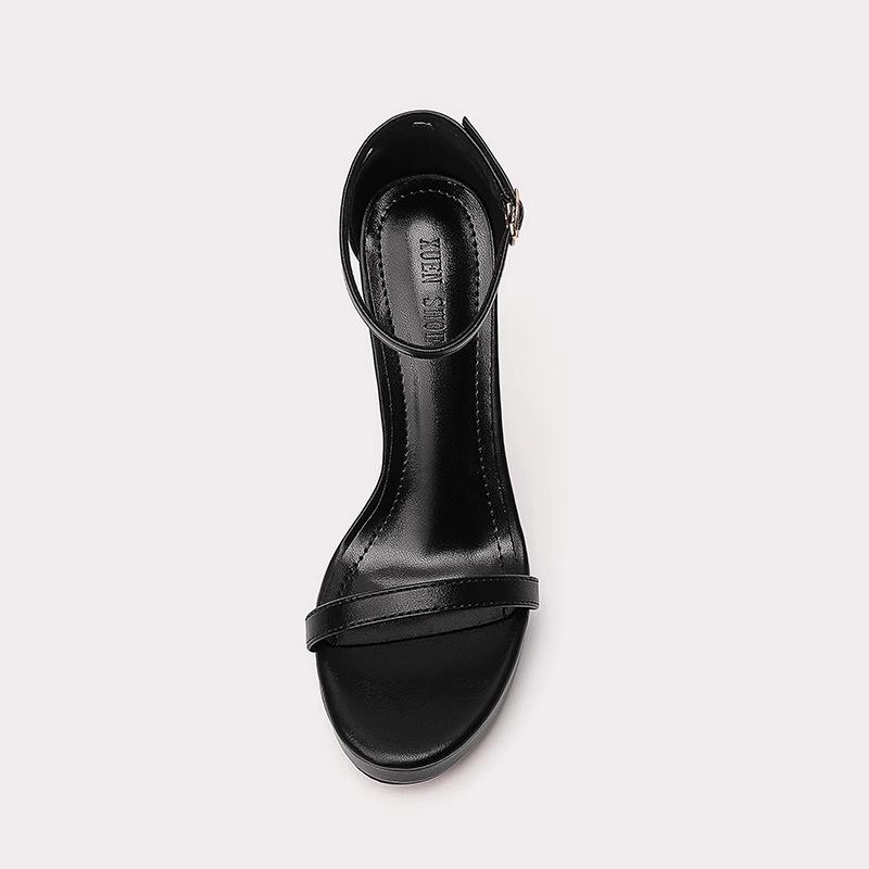 2025 new SW word with high heels waterproof table black catwalk Internet celebrity sexy versatile stiletto sandals women