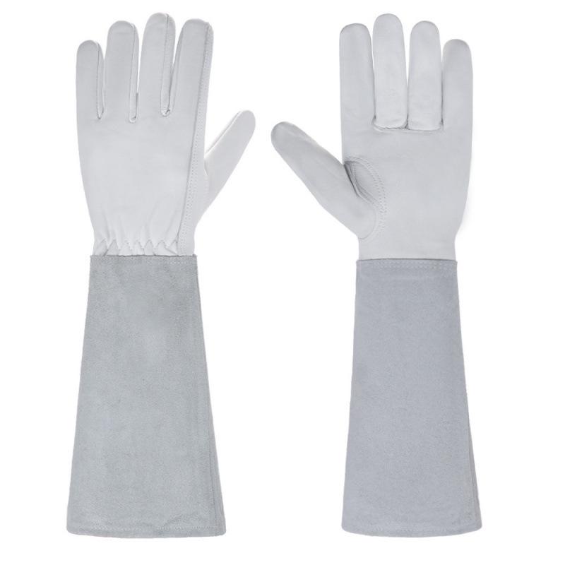 Cowhide Gardening Gloves: Heat-Resistant, Cut-Resistant, Long, for Outdoor Planting & Flower Arranging Extra Large