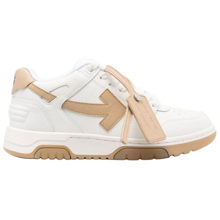 OFF-WHITE Out Of Office Calf Leather White Camel (Womens) Women Sneakers OWIA259F22LEA0010162