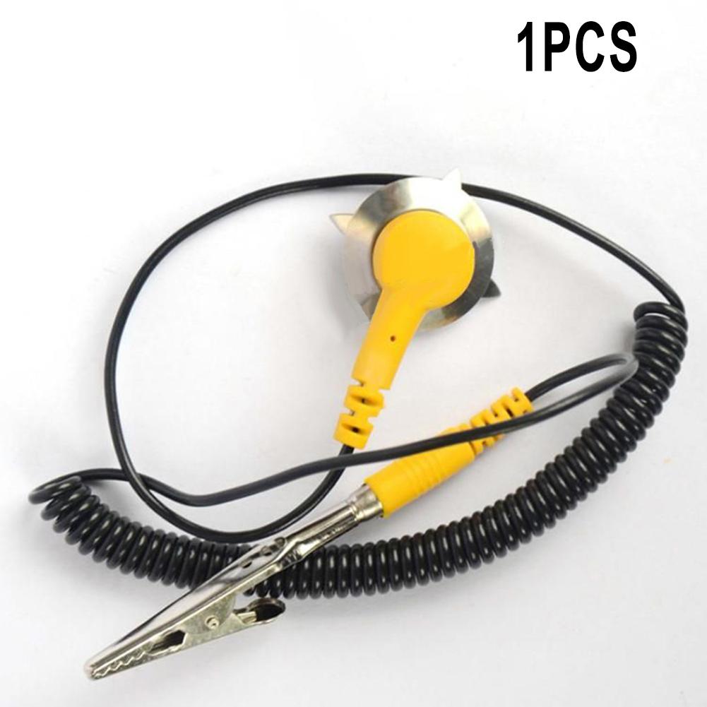 

1PCS Anti-Static ESD Grounding Cable Coiled Cord For Alligator Clip Claw PU Wire Electrostatic Earth Cable Electrical Equipment чорний