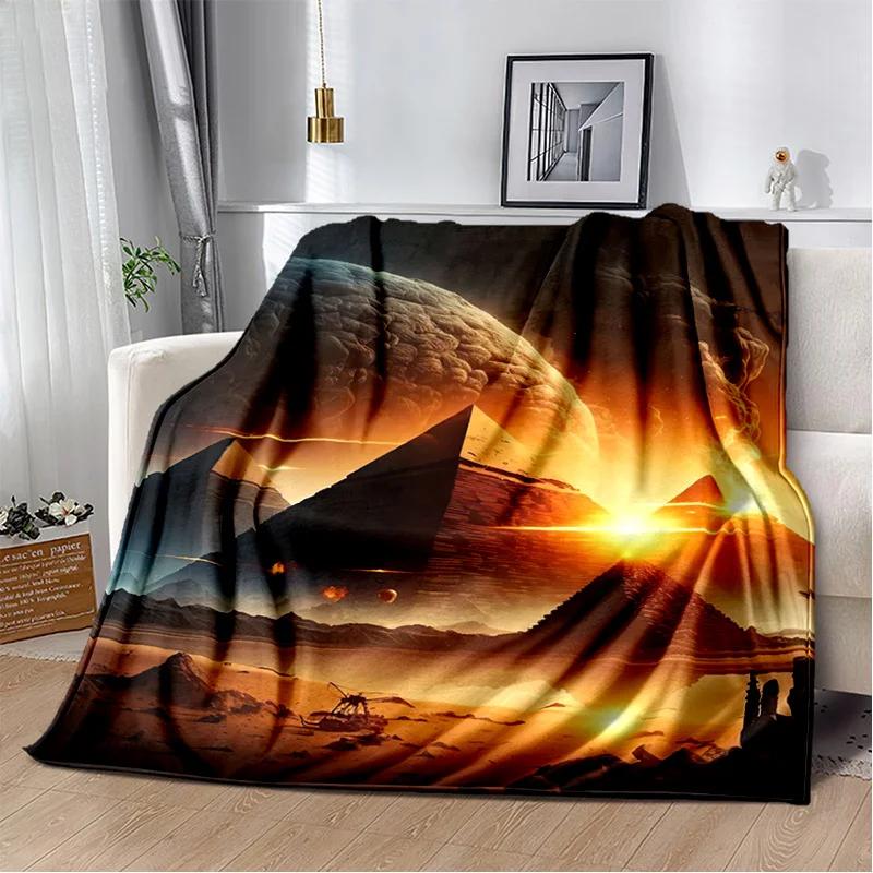 Ägyptische Pyramide Berühmte Architektur Decke, Weiche Überwurfdecke für Zuhause Schlafzimmer Bett Sofa Picknick Reise Ruheabdeckung Decke Kinder