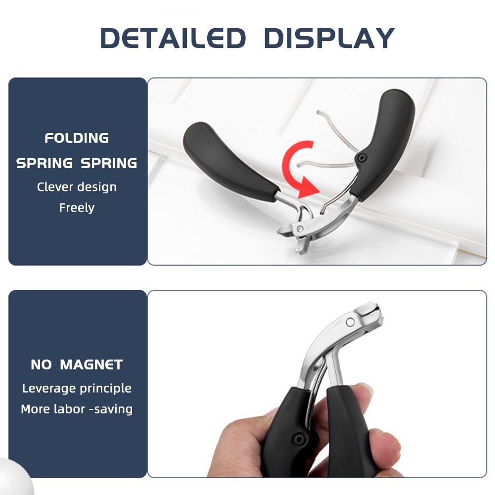 Stainless Steel Curved Rubber Nail Clippers, Large Opening Design, Anti Splash And Anti Slip Handle Nail Clipper Set