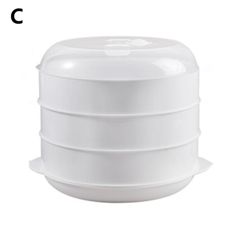 Plastic Steamer Microwave Oven Round Steamer With Lid Cookware Steamer Household Steamed Buns Kitchen Cooking Tools