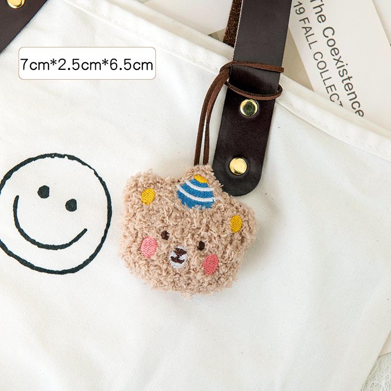 Korean Cute Bear Head Doll Keyring & Name Tag Pendant for Kids' Backpacks