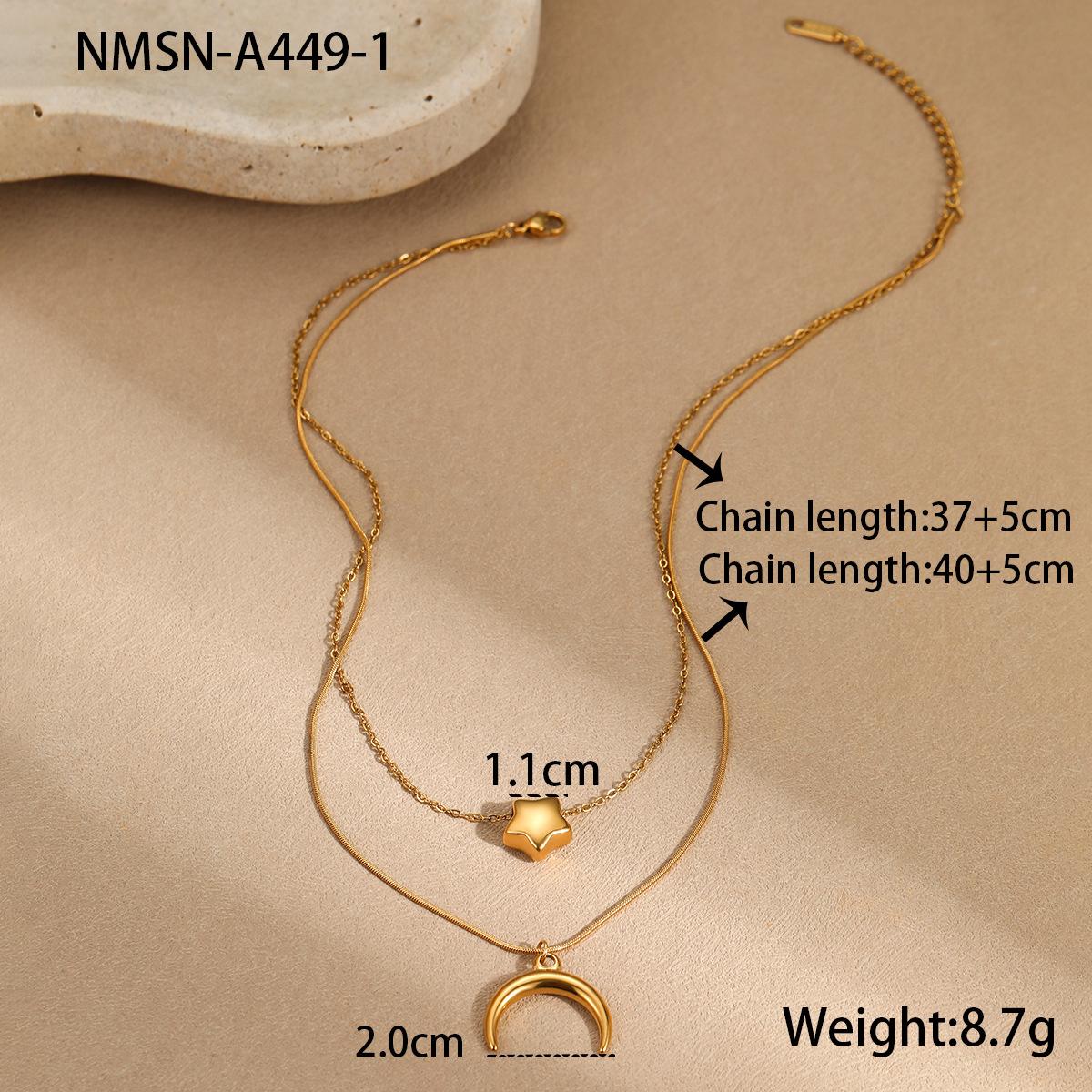 GEMCHIC Women s Minimalist Star Moon Multi-Layer Stainless Steel Layered Necklace Fashion Choker