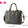Men's Classic Canvas Business Briefcase: Horizontal Shoulder Bag with Cowhide Accents for Laptop and Daily Use
