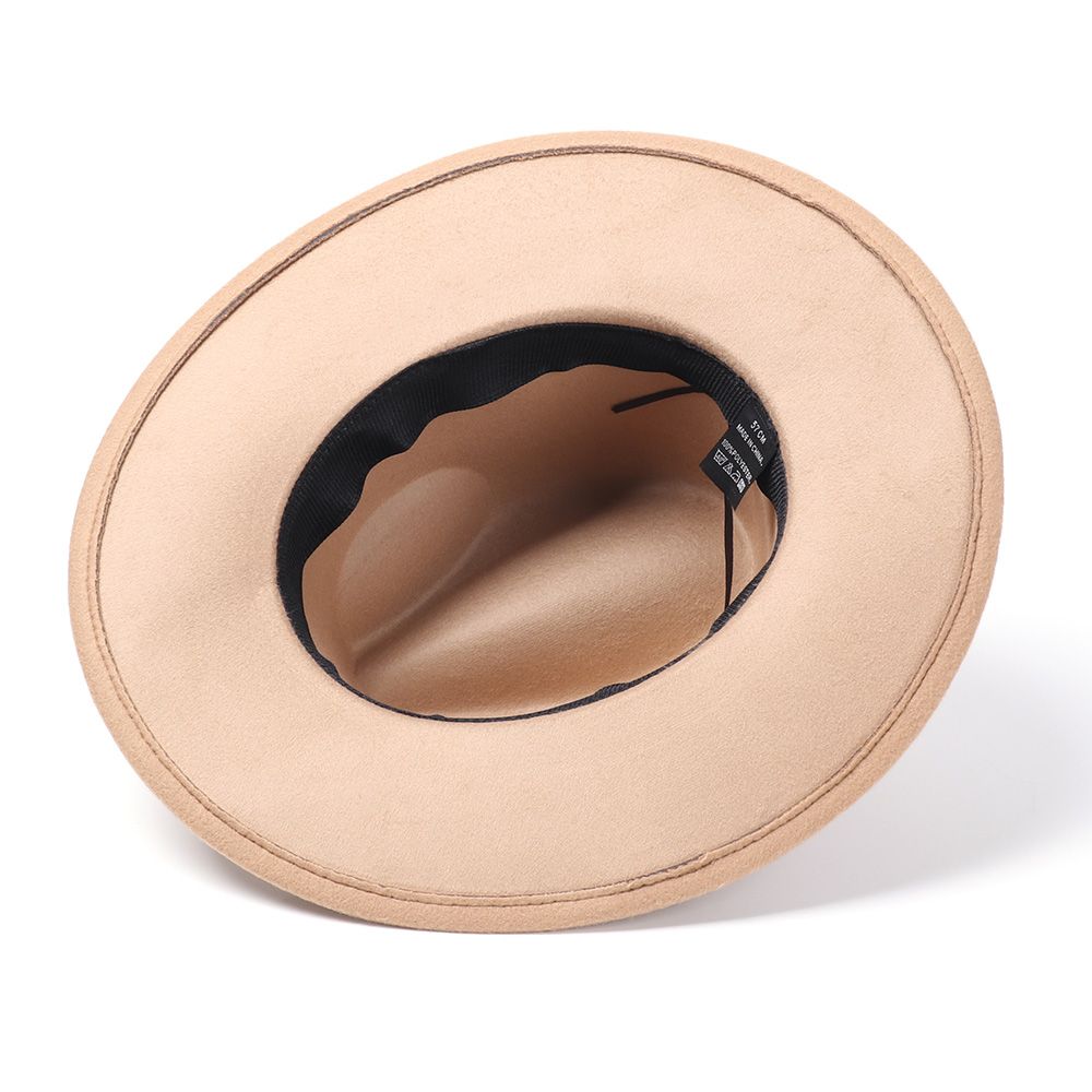 Women Men Vintage Stage Performance Wide Brim Woolen Panama Jazz Cap Cowboy Hat Fedora Hat