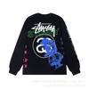 Stu American Style Waffle Print Oversized Long Sleeve Tee Men Winter Casual Wear