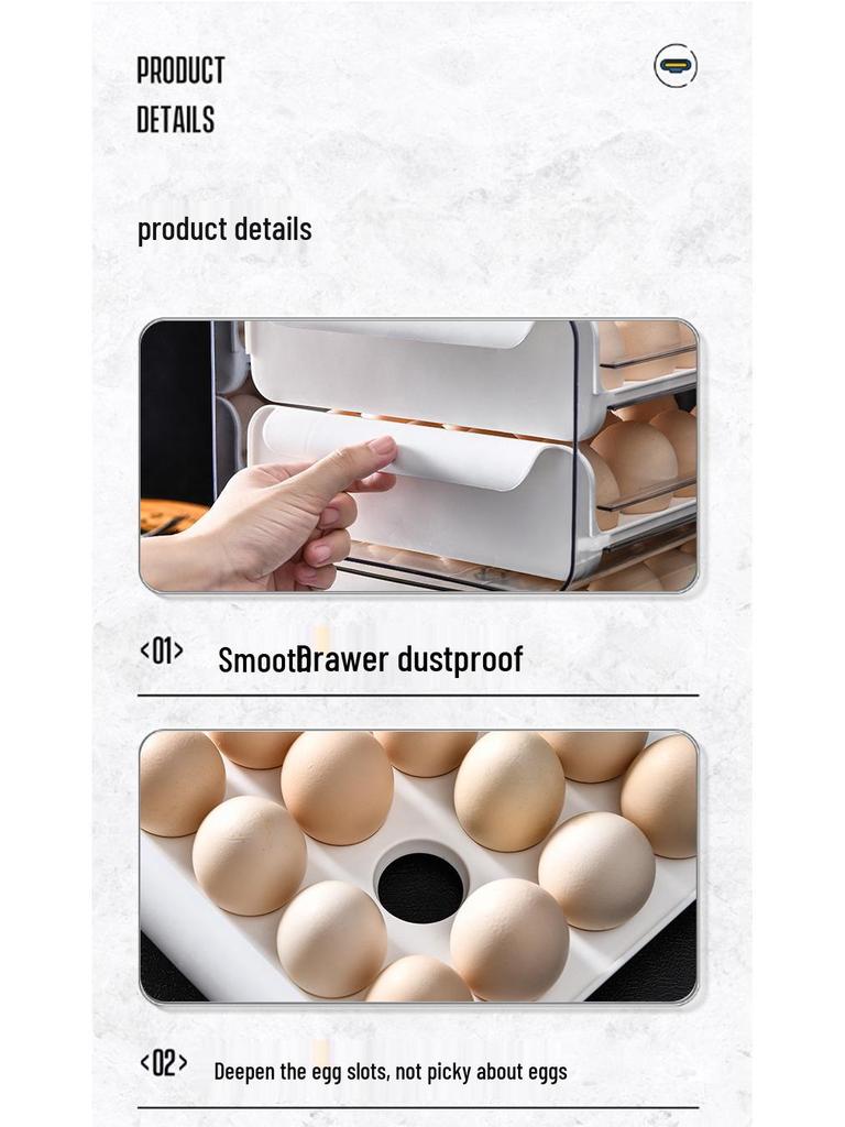 Double-Layer 32-Grid Transparent Egg Storage Box