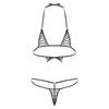 Womens Sheer Micro Bikini Set Halter Bra Top-G string Thong Swimsuit
