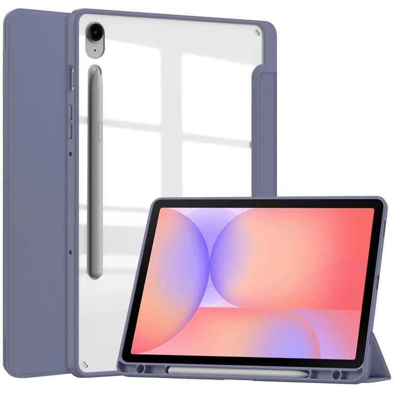 Met Potloodhouder Hoesje voor Samsung Galaxy Tab S10 Lite S7 S8 S9 FE Plus 12.4 13.1 A11 A9 Plus 11 8.7 S6 Lite10.4 A8 10.5 Funda Tab S10 FE 10.9 inch paars