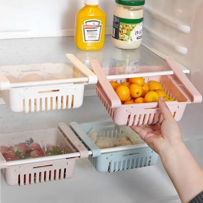 Kühlschrank-Organizer, multifunktionale Aufbewahrungsbox, skalierbare Schublade aus Kunststoff für Obst, Eier, Lebensmittel, Trennschicht, Regal, platzsparend
