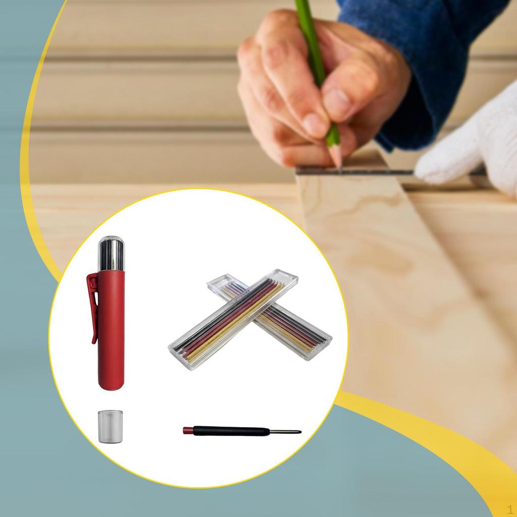 Carpenter Pencil Deep Hole Marker Set Long Head Reach Pen for Writing