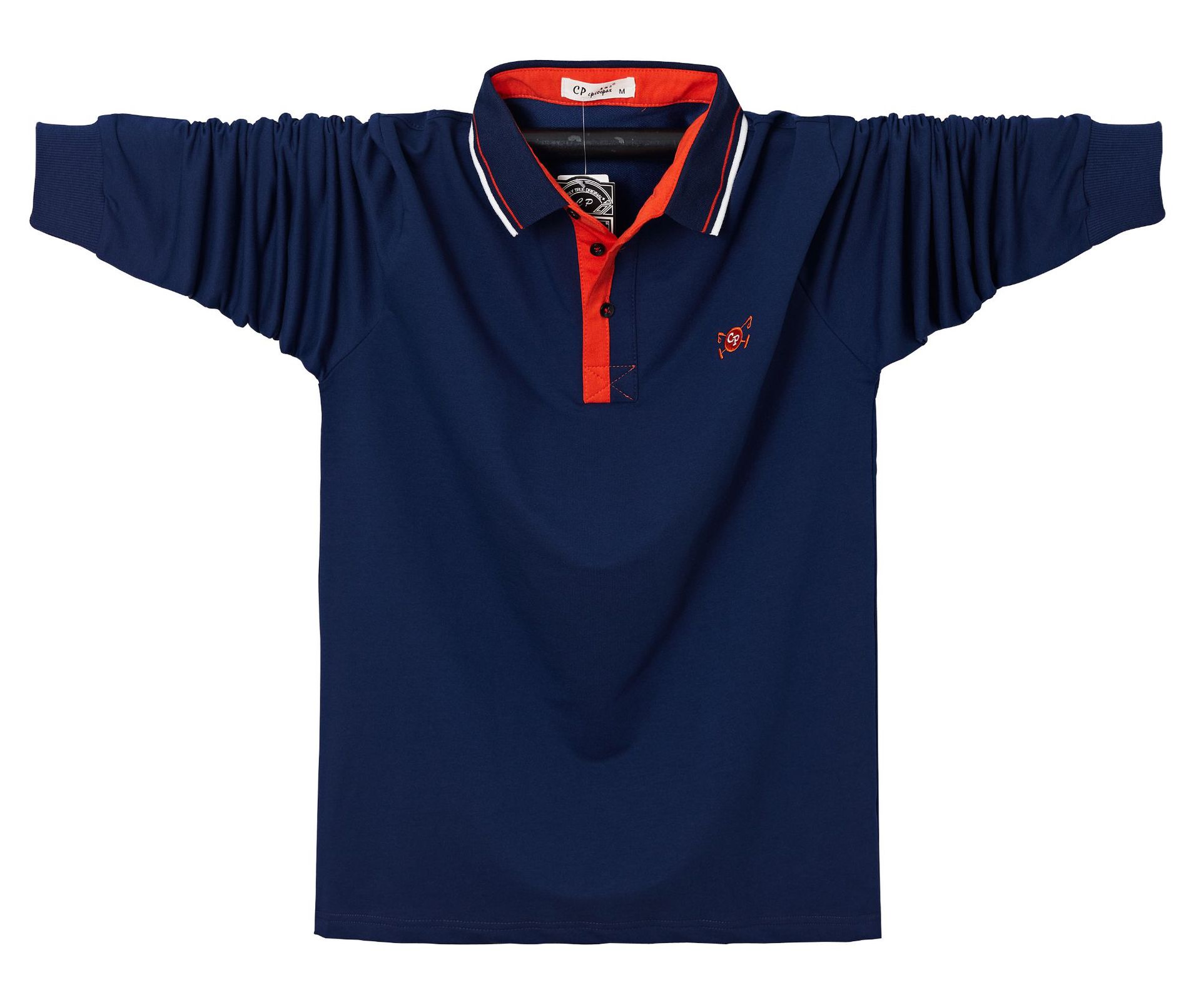 

Новая мужская деловая влагоотводящая повседневная футболка с длинным рукавом и лацканами из легкой мягкой высококачественной ткани, не мнущаяся, дышащая хлопковая рубашка поло 5XL тёмно-синий