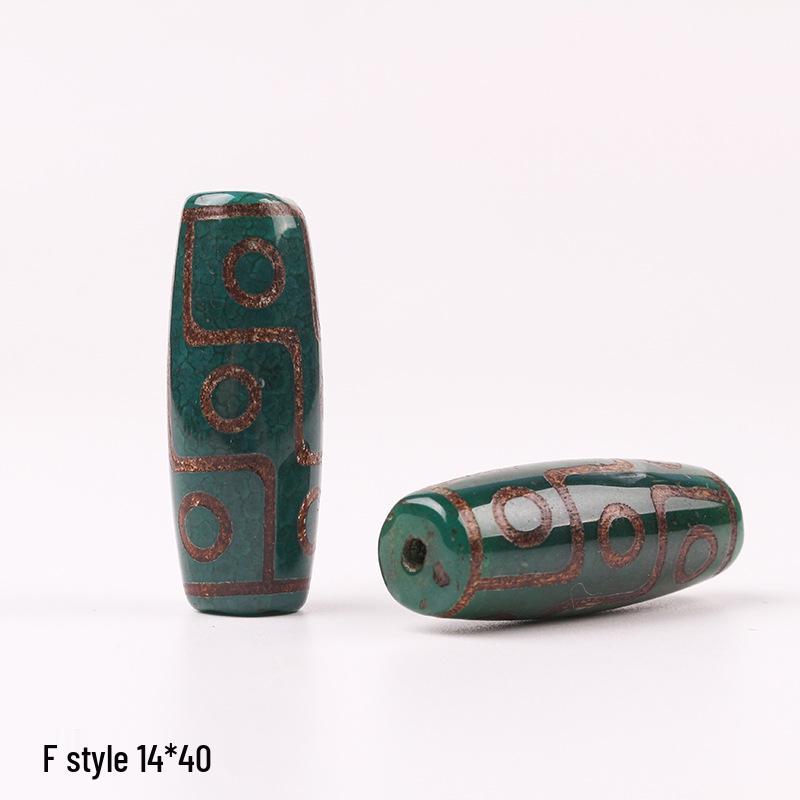 Tibetan Three-Eyed Dark Green Agate Dzi Pendant Necklace