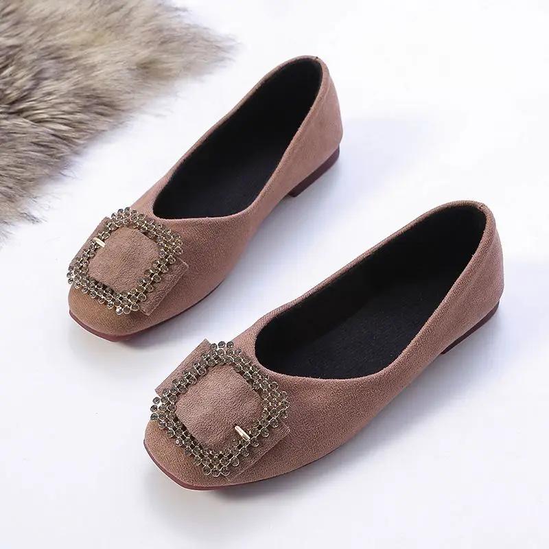 Fashion Square Toe Slip-on Shoes for Women Low Heel Elegant Woman Flats Casual Popular Fashionable Price Shoe Spring Chic Point Stylish