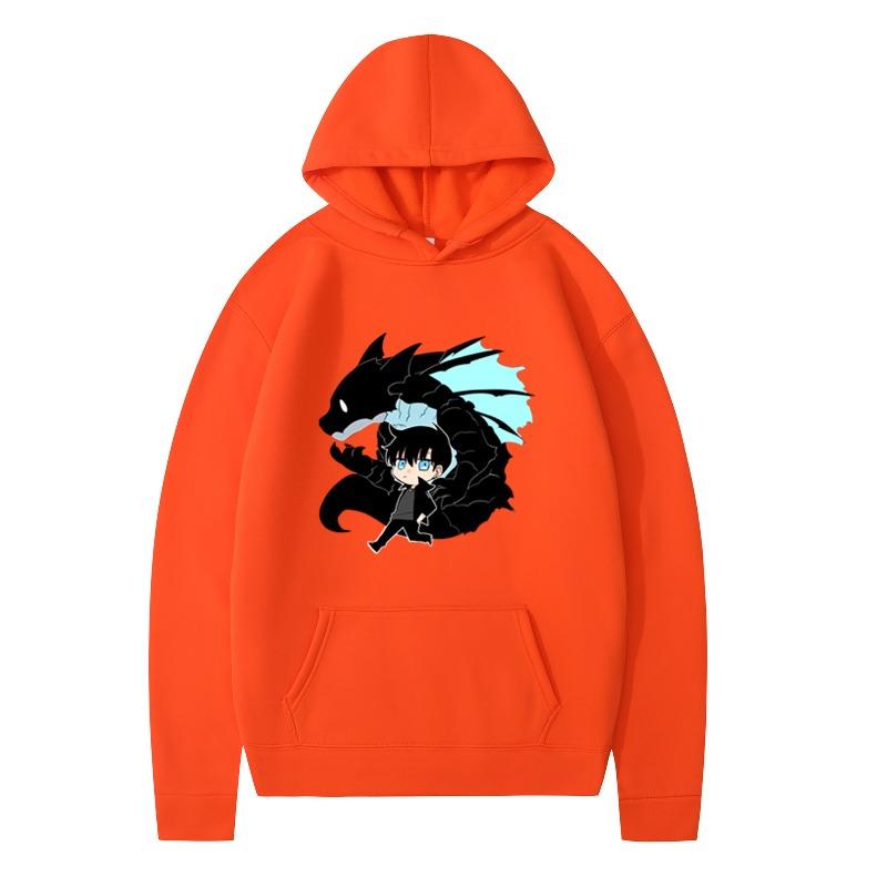 New Fashionable Hooded Sweatshirt Boys Black Dragon Printed Long Sleeved Jacket Warm Loose Winter Hoodie