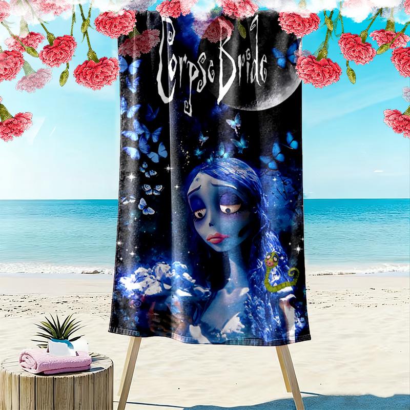 Corpse Bride Print Beach Towel, Large Soft Quick Dry Towel for Beach Camping Swimming