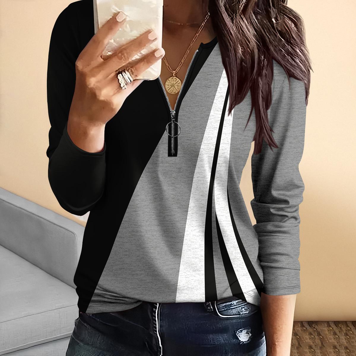 

Summer New Fashion 2025 Women s Casual Long-sleeved Printed T-shirt S