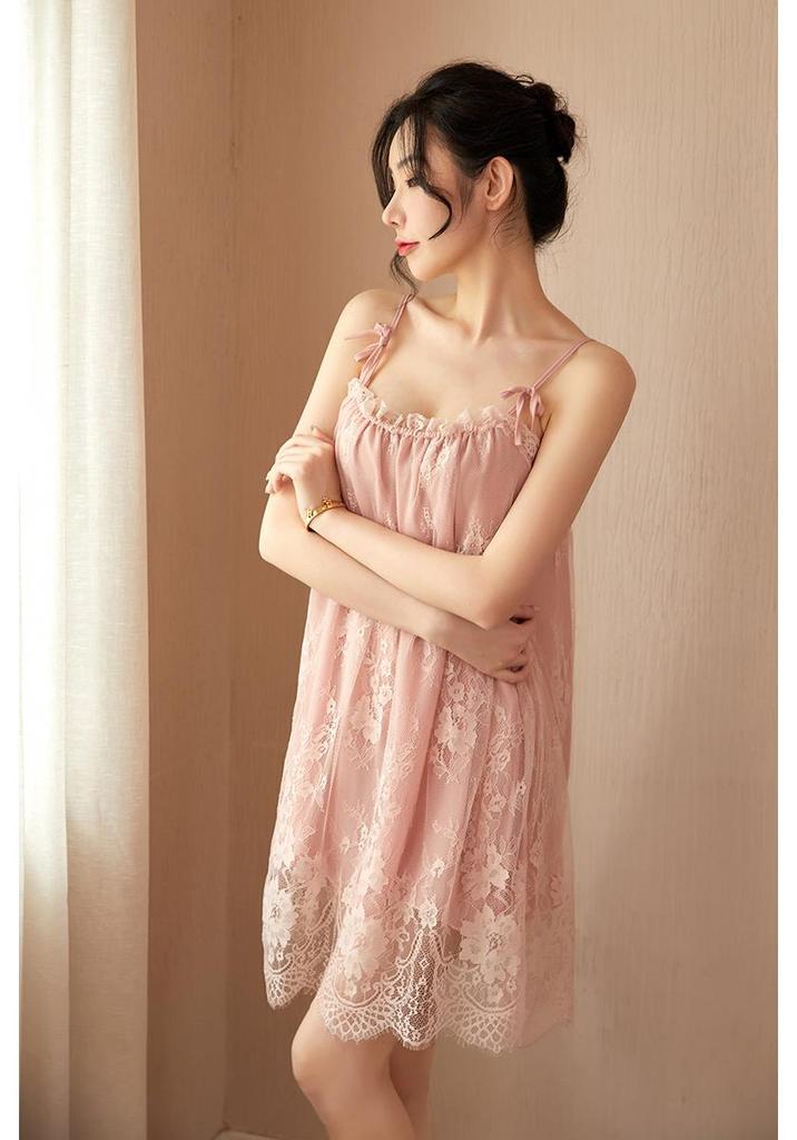 Seductive Backless Lace Camisole Nightgown
