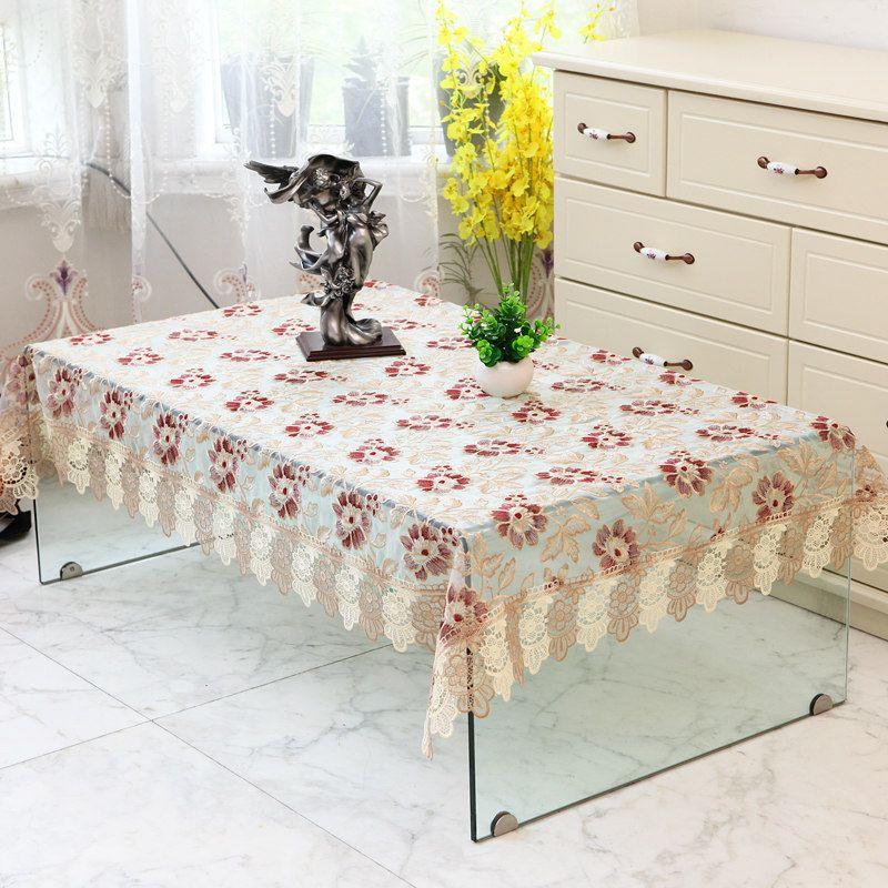 

White Lace Coffee Table Tablecloth Tablecloth Table Mat Fabric Lace Living Room European Rectangular Table Cloth Green Purple Organza -536 56*56cm square