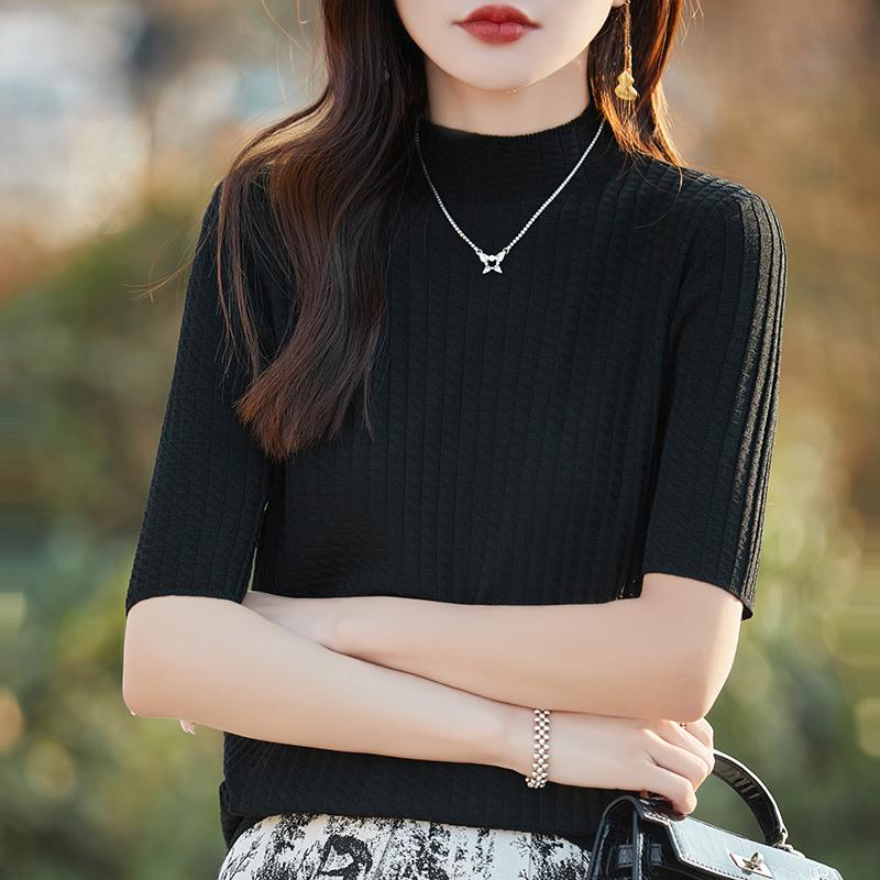 Women Knit T-shirt MODERN NEW SAGA Summer Knitted Shirt Short Sleeve Tees Spring Knit Pullover Knit Tops