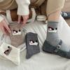 Woolen Socks for Women, Thick and Warm Mid-calf Socks for Autumn and Winter, Cartoon and Cute Grey Long Socks, Pile Socks