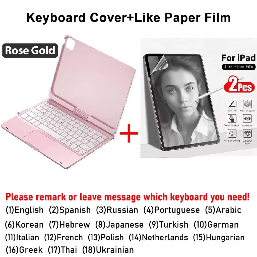 Magic Keyboard Case For iPad Air 11 13 M2 ,For iPad Pro 11 12.9 Air 4 5 10.9 iPad 10.2 7/8/9th 10th Gen Funda Cover Keyboard